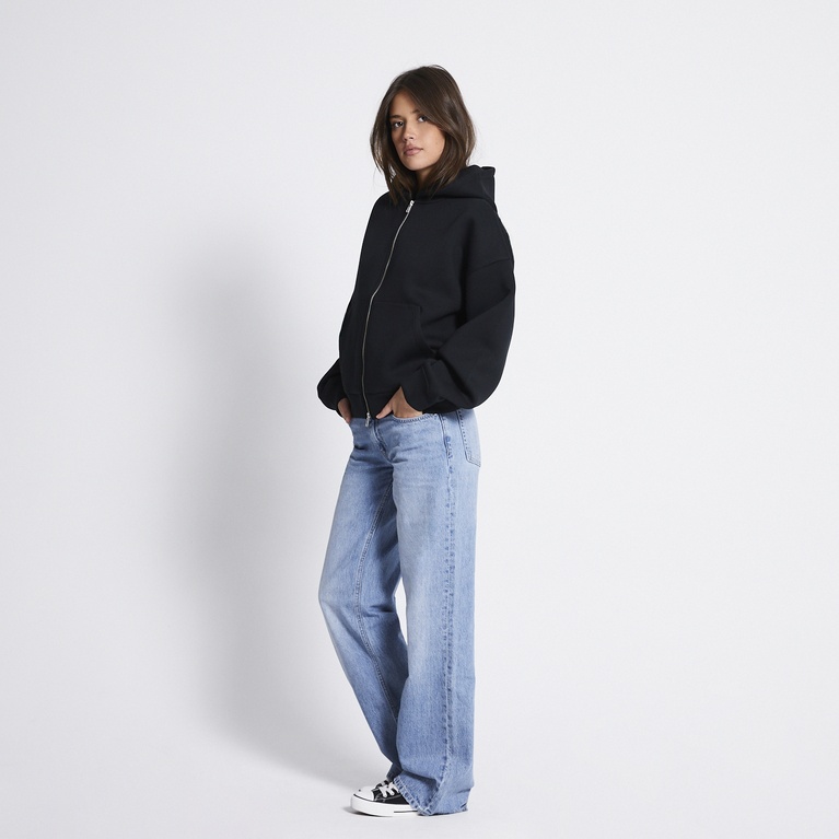 Boxy scuba zip hoodie "Lumi" Black